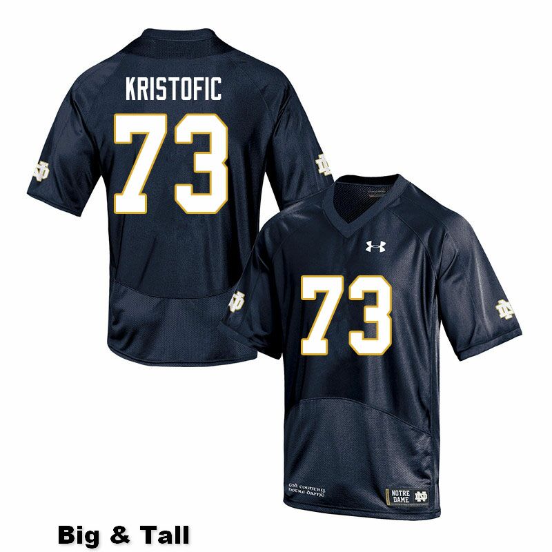 Men's NCAA Notre Dame Fighting Irish #73 Andrew Kristofic Stitched College Under Armour Authentic Navy Big & Tall Football Jersey QZ10V70IF